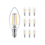 Multipack 10x Philips MASTER Value LED Candle E14 Filament Clear 3.4W 470lm - 927 | Best Colour Rendering - Dimmable – Replaces 40W