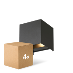 Multipack 4x D'Lite Wall Light Elingen Black Up & Down 4.9W 480lm - 830 Warm White | IP65