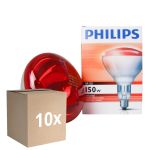 Multipack 10x Philips BR125 IR 150W E27 230-250V Red