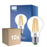 Multipack 10x Philips MASTER LED Bulb Ultra Efficient E27 Pear Clear 4W 840lm - 830 Warm White | Replaces 60W