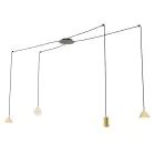Emibig Pendant Fuji Steel Gold | Suitable for 1x E14 - Max 10W, 1x GU10 - Max 10W, 2x GX53 - Max 10W