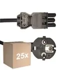 Multipack 25x Noxion GST-Compatible Supply Cable - Female + Schuko Europlug - Black 5m - 3 pole 0.75mm2