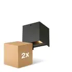 Multipack 2x D'Lite Wall Light Elingen Aluminium Black Up & Down 4.9W 480lm - 830 Warm White | IP65 - Light Sensor