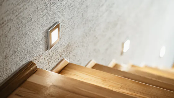 LED spotlights used by the stairs