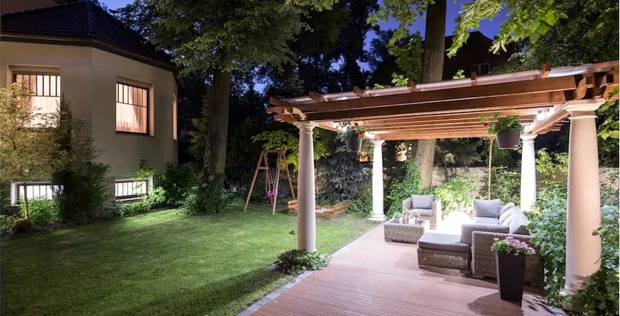 LED sensor lighting in the garden